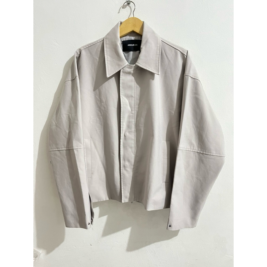 areuban blouson jaket double zipper invory