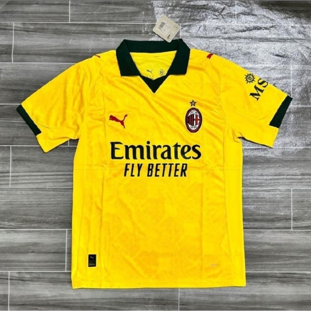 Jersey Kaos Baju Sepak Bola Milan Milano Milanisti Home Away 3rd Third Kuning Yellow Big Size XXL 2X