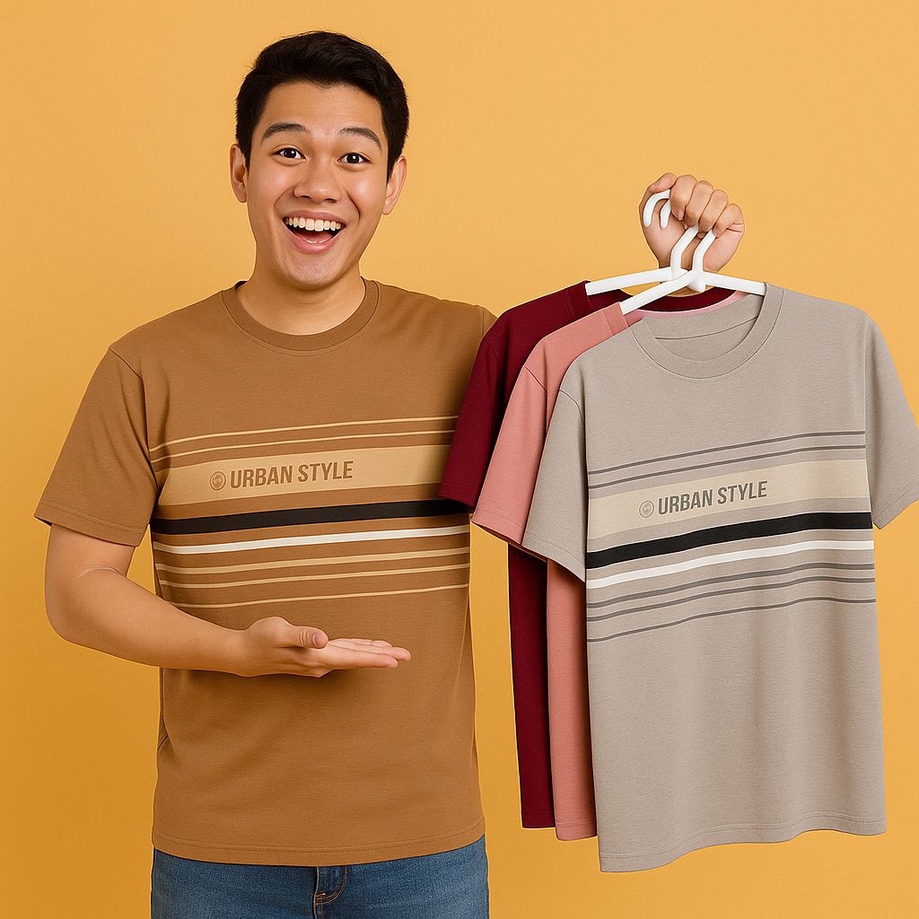 BAJU KAOS MOTIF SALUR BAHAN SEMI KATUN