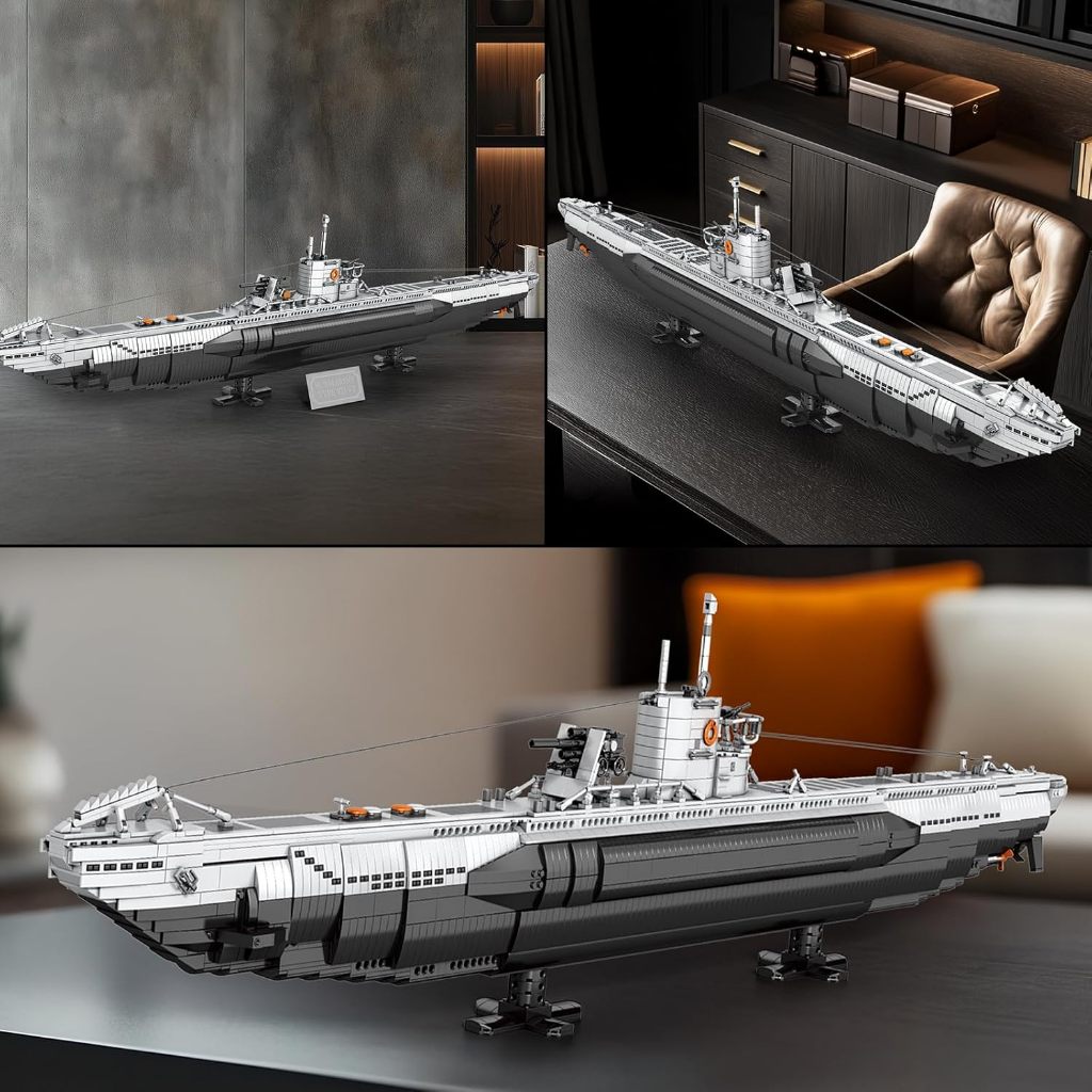 EKSLUSIF REOBRIX U-BOAT SUBMARINE BUILDING SET, MILITARY SUBMARINE MODEL KIT FOR ADULTS KODE 252