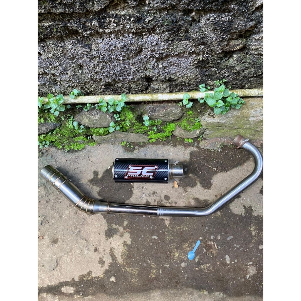 knalpot racing SC project carbon ujung titan full system