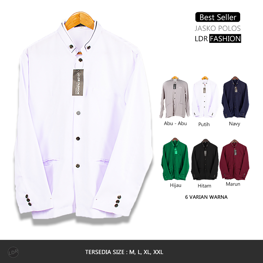 LDR FASHION Jasko Polos Pria Dewasa Lengan Panjang | Jas Koko Premium Bahan Tebal Adem