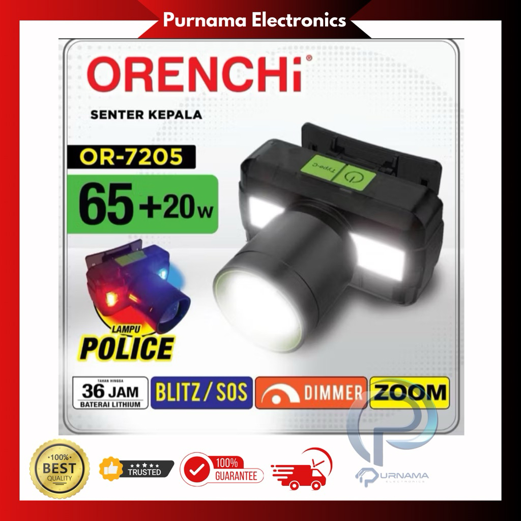 Orenchi Senter Kepala OR-7205 ZOOM 65W+20W
