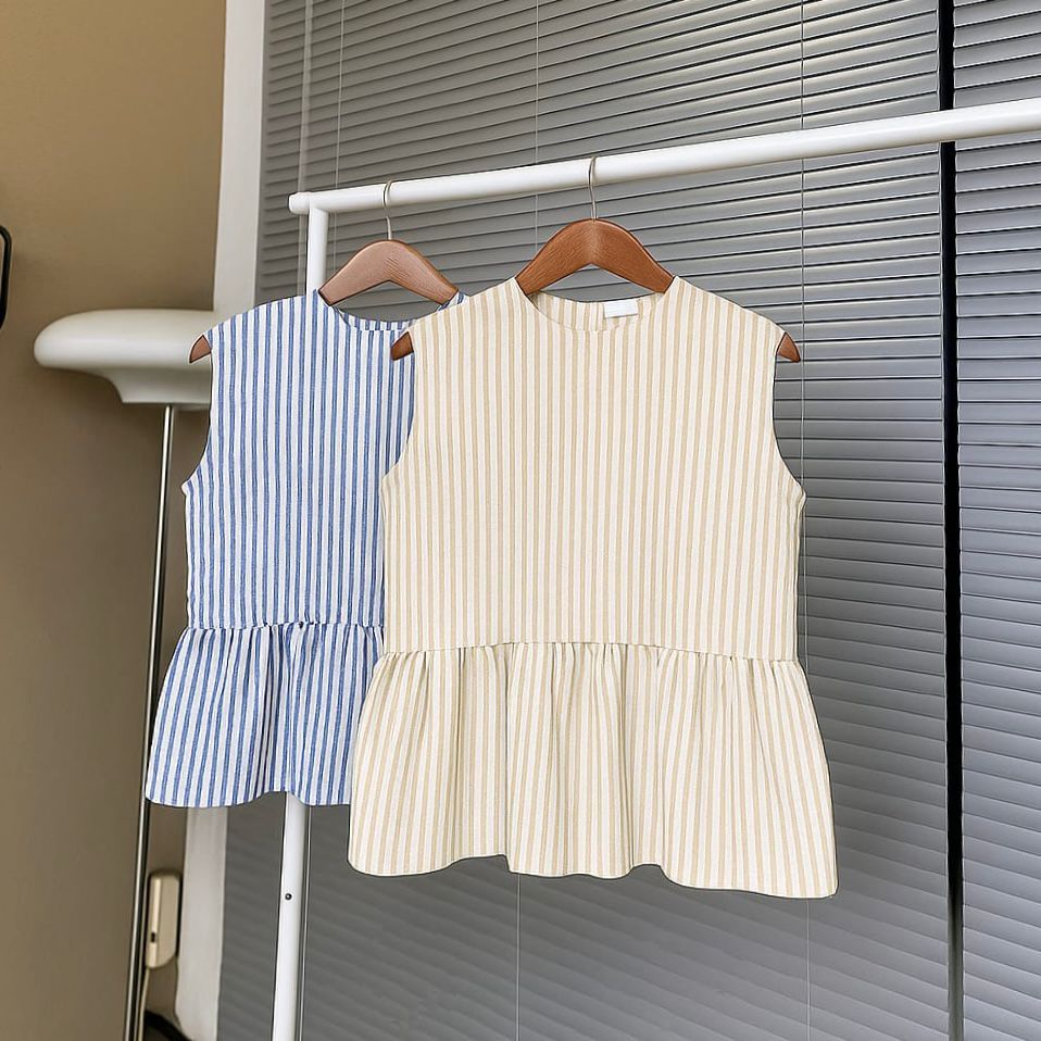 LBITZ - Amora Vest Inner Peplum Top Inner Cardigan Stripe Blouse Top Balon Korean Style