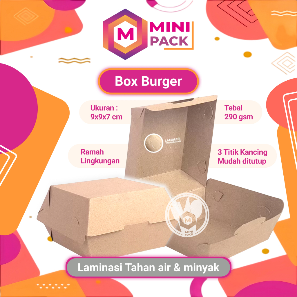 Box Dus Kardus Kotak Burger Donat Sebaguna Kue Cake French Fries Kentang Goreng Gorengan MINIPACK
