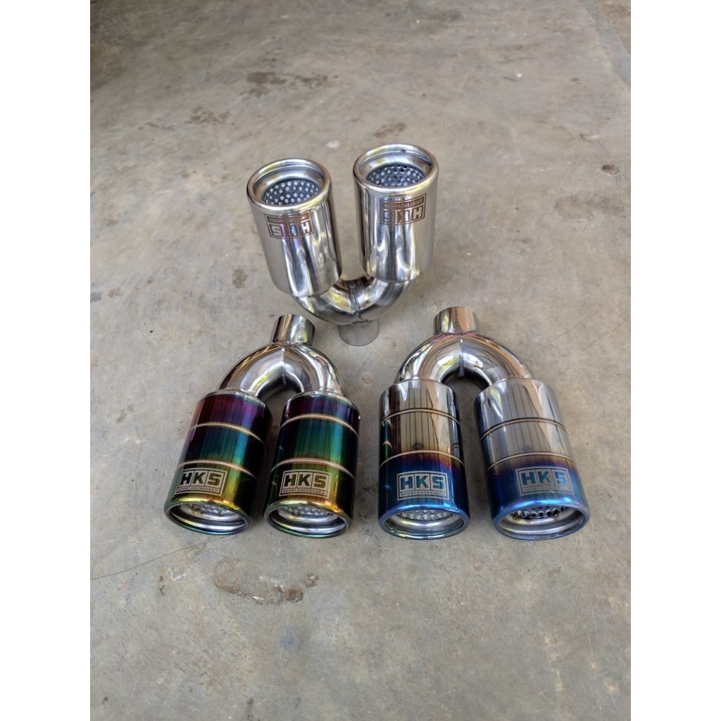 knalpot mobil racing hks cabang dua suara bass untuk semua tipe mobil bensin