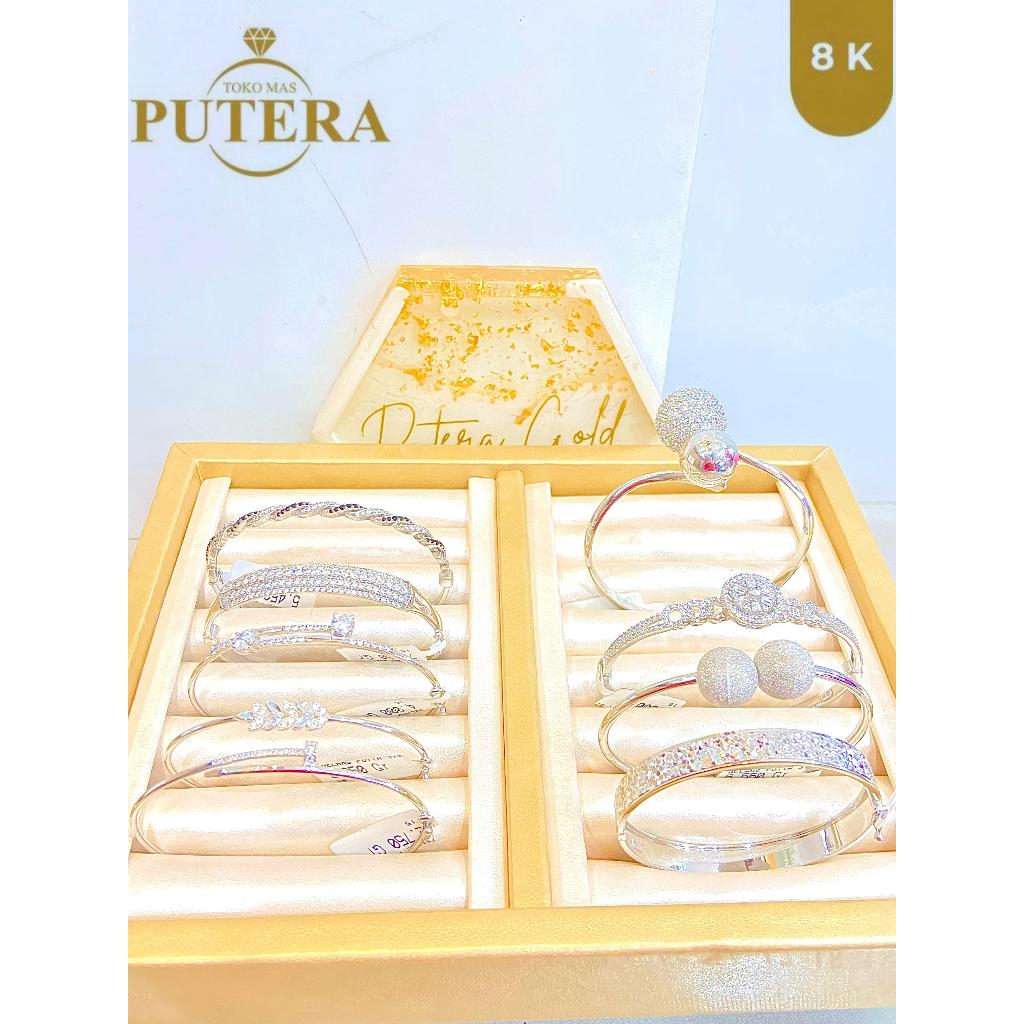 gelang bangle putih kadar 8k emas asli wanita
