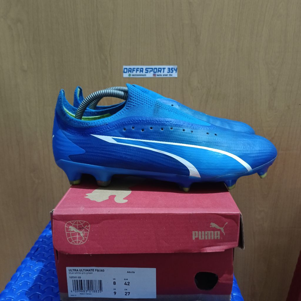 SIZE 42 SEPATU BOLA PUMA ULTRA ULTIMATE FG BLUE ORIGINAL SEKEN LENGKAP BOX