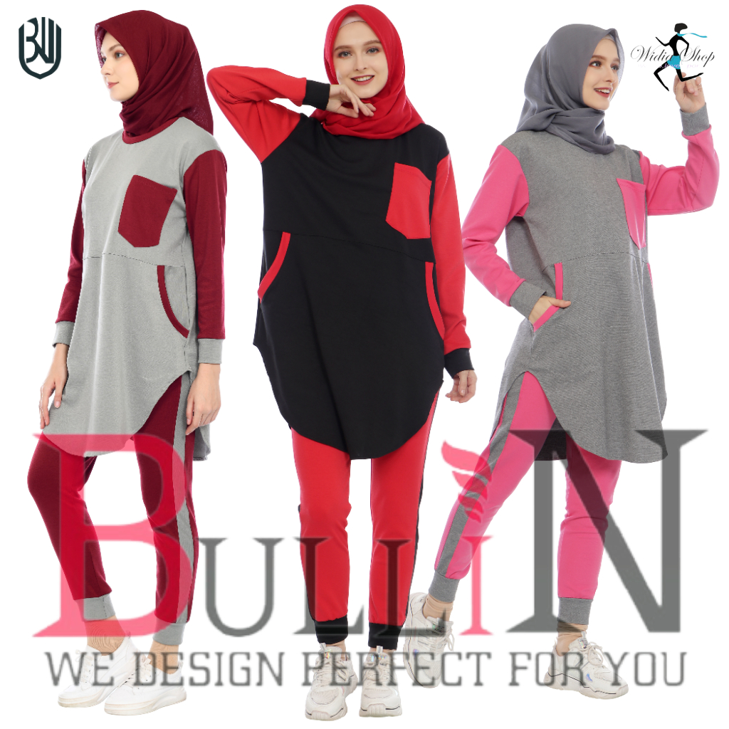 Set Tunik Tsabita Wanita Jumbo/ Setelan Tunik Muslim Olahraga | Bullin