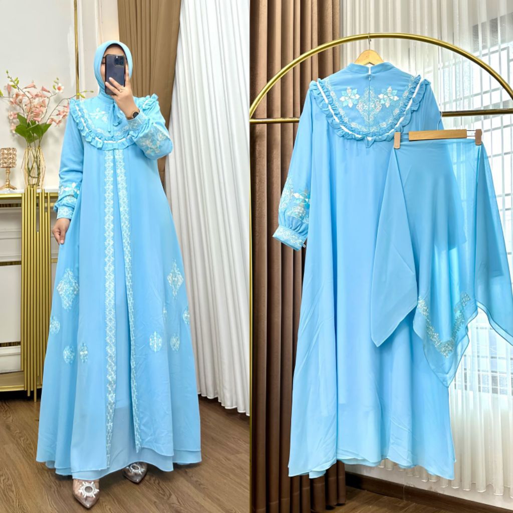 Nabila store gamis khalivah set hijab terbaru mewah dan elegan premium