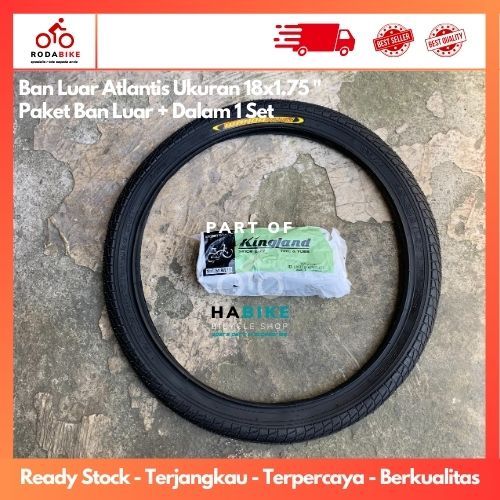 Paket Ban Luar dan Ban Dalam Sepeda Anak BMX/Lipat 18 x 1.75 Atlantis Free Packing Warping HQ