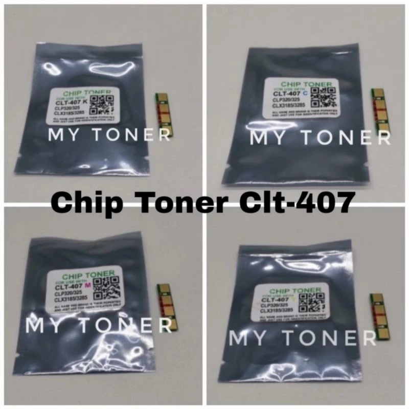 1set Chip Toner CLT407 / CLT-407 / CLP320 / 325 / CLX3185 / CLX3285 / CLP-325 CMYK