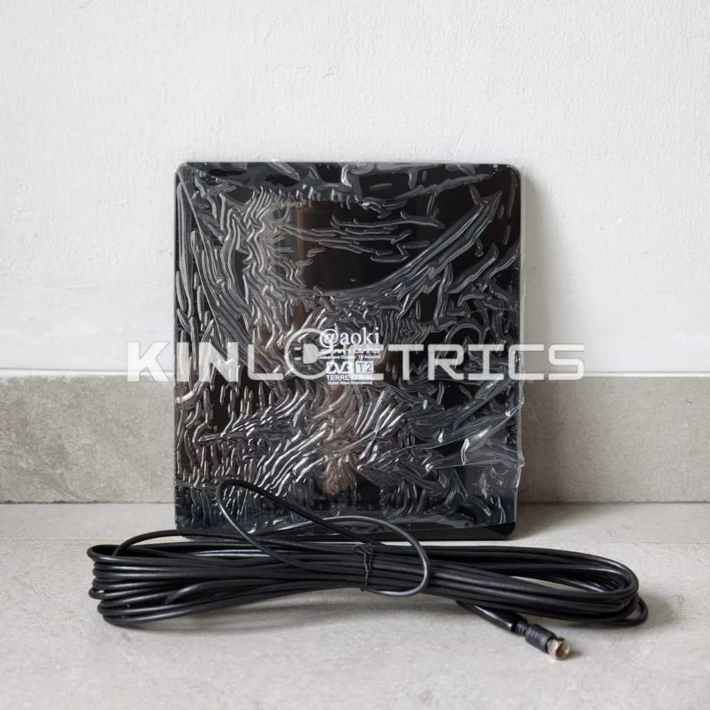 KINLECTRICS Antena TV Digital Luar Dalem Indoor Outdoor + Boster + Kabel Antena 10M AOKI 3000