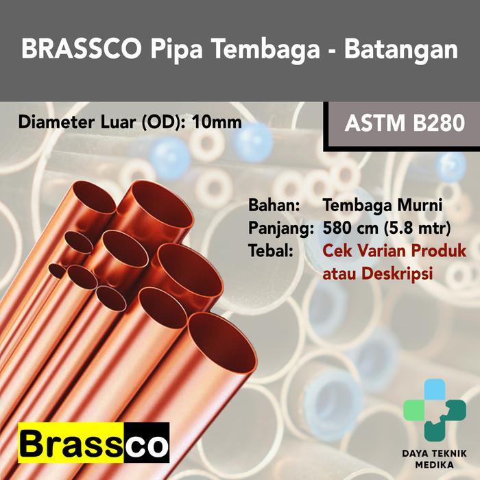 Brassco Pipa Tembaga 10mm - ASTM B280 - Batangan
