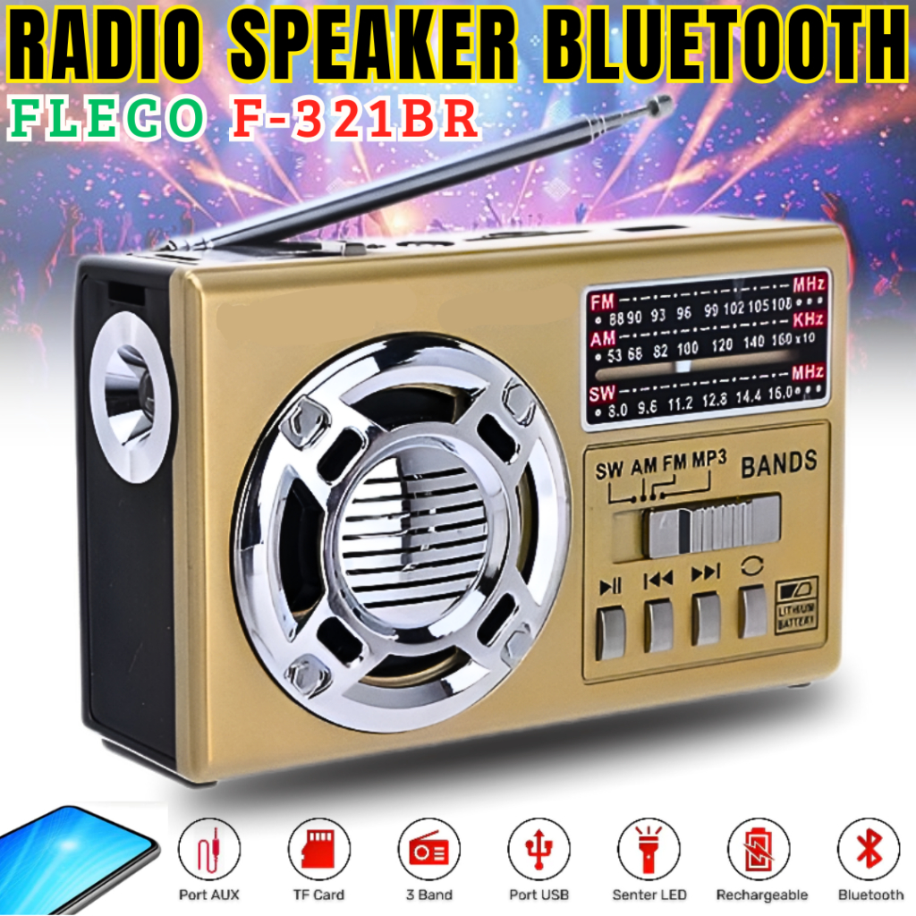 Fleco F-321br Fm/Am/Sw / Radio Bluetooth Jadul | Radio Portable Radio Jadul Fleco Aux/Usb/Sd/Tf/Bt R