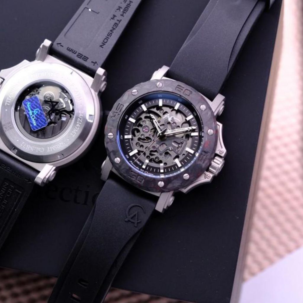 Jam tangan pria  Alexandre christie  AC9205 AC 9205 AUtomatic carbon power reserve original-red  AUt