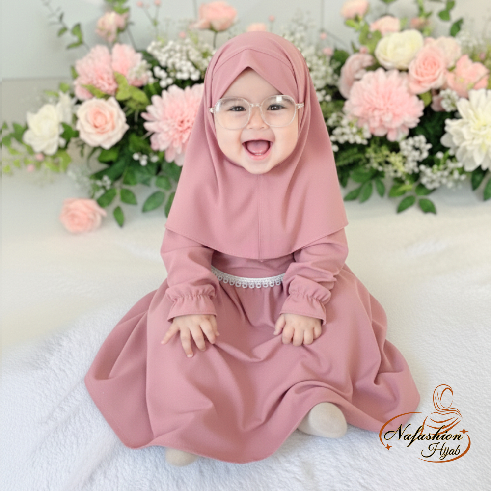 Gamis Bayi Perempuan 0 6 bulan Dress Lace Bayi Set Hijab