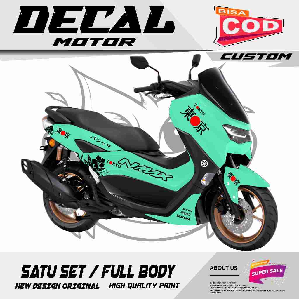 DECAL FULL BODY MOTOR YAMAHA NMAX NEW 155 2020-2021 MOTIF SIMPEL BUNGA RACING MURAH