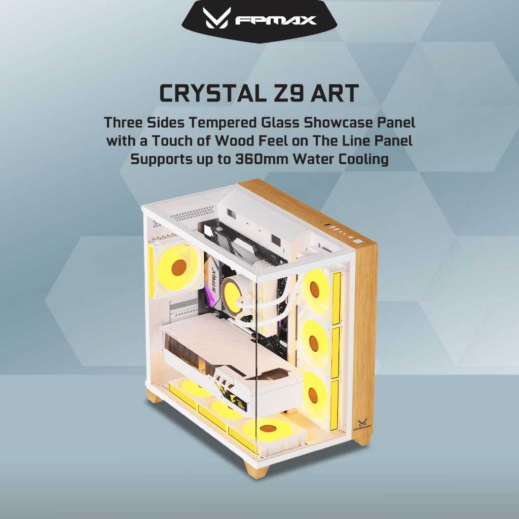 Jonsbo Crystal Z9 Art White + Wood ATX, mATX, ITX Case
