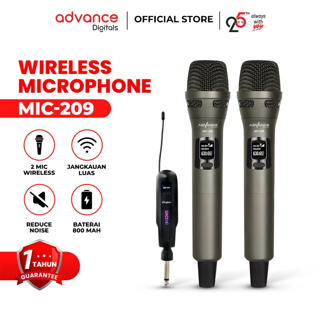 Mic Wireless / Microphone Wireless ADVANCE MIC-209 / Mic Ori / MIC Double KARAOKE / Microphone Karok