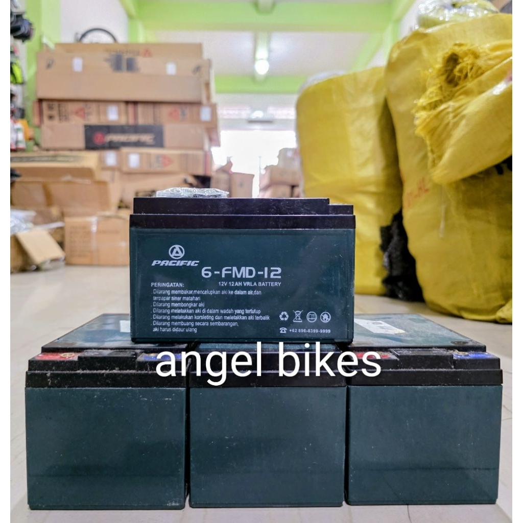 Aki Accu Exotic &  Pacific 12 V 12 AH Sepeda Listrik Original