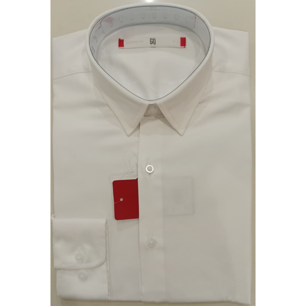 KEMEJA GQ 27252275/01 PUTIH DAN HITAM POLOS SLIMFIT TANPA KANTONG