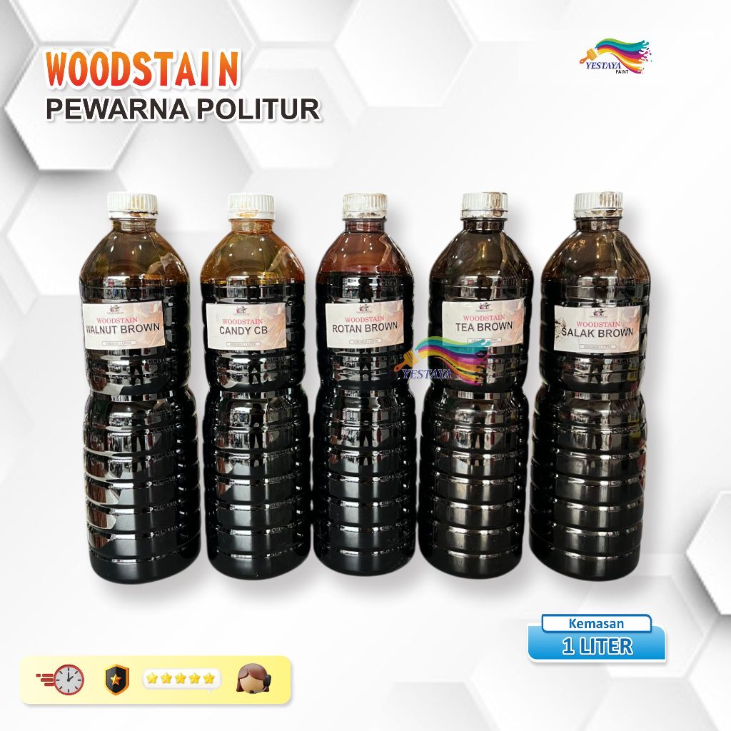 Woodstain ECER Walnut Brown / Cocoa Brown / Salak Brown / CB/ TEA / kemasan 1 Liter POLOS