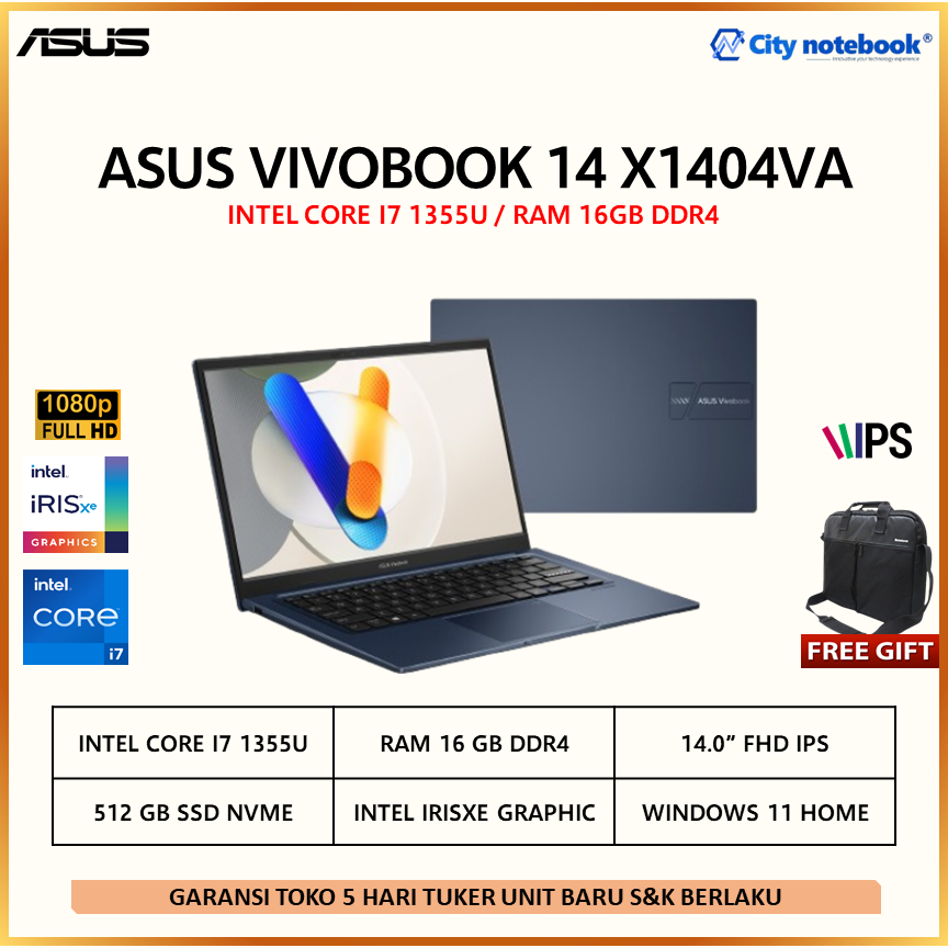 Asus Vivobook 14 A1404VA/X1404VA Core i7-1355U 16GB 512GB W11 14" FHD IPS