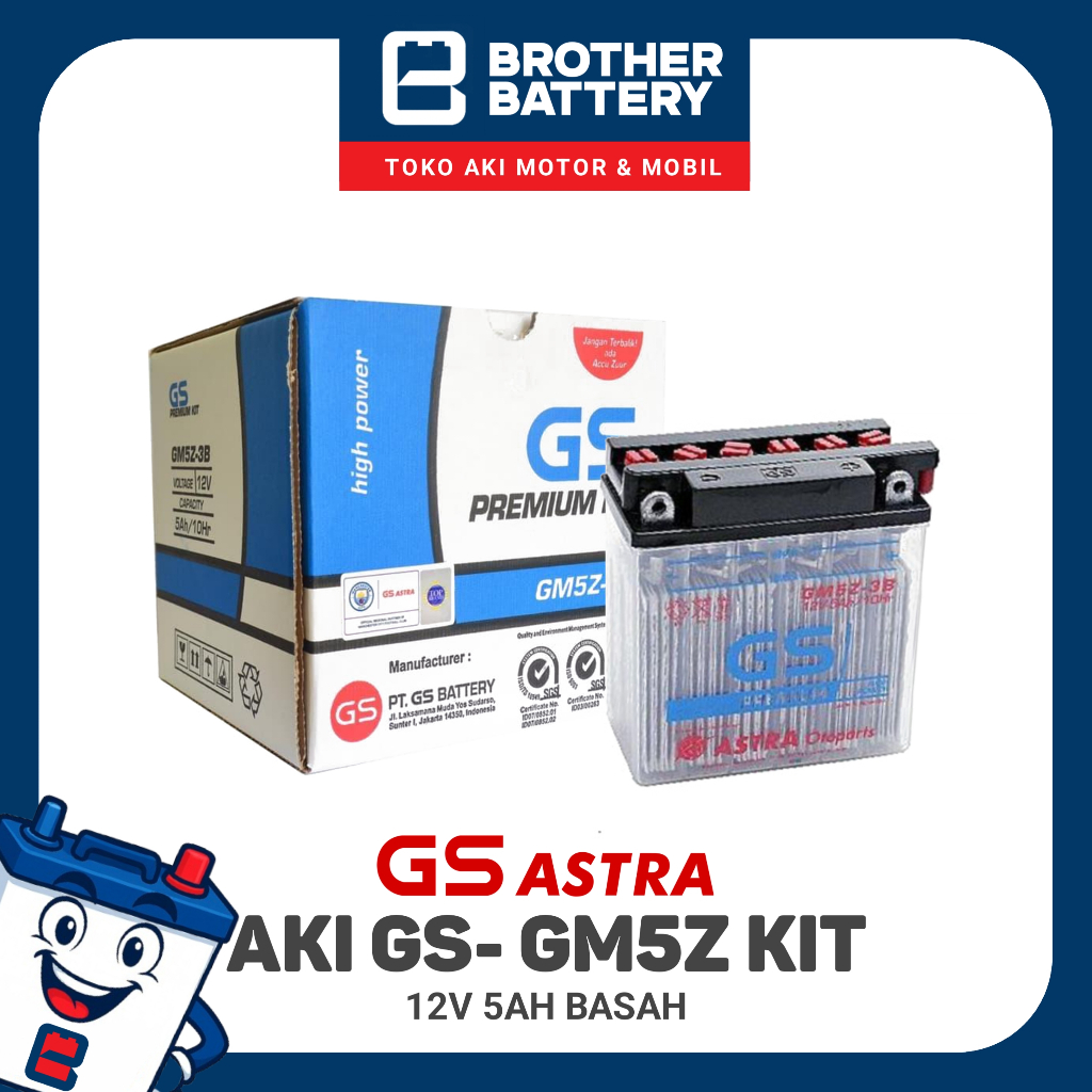 Aki Motor GS-GM5Z-3B KIT Basah
