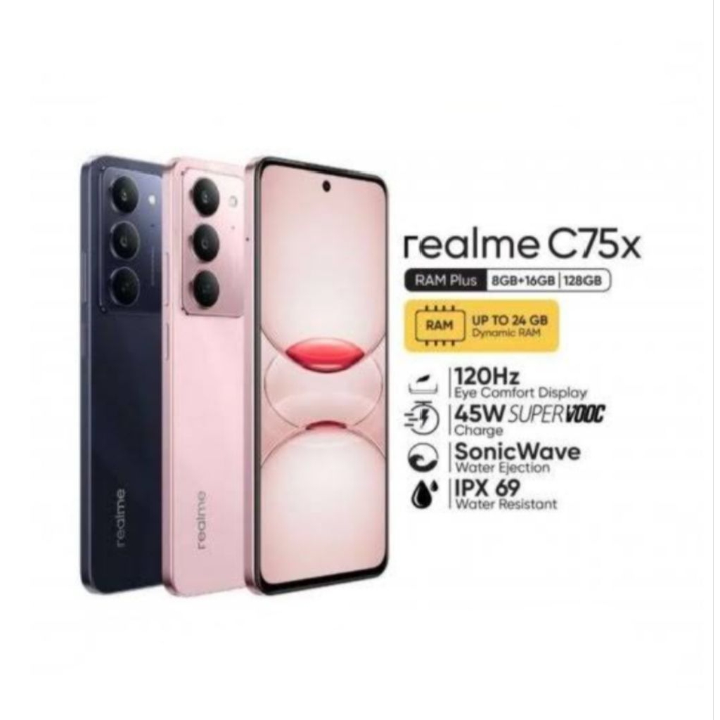 HP REALME C75x 8/128 GB - RELMI C75 X RAM 8GB ROM 128GB GARANSI RESMI