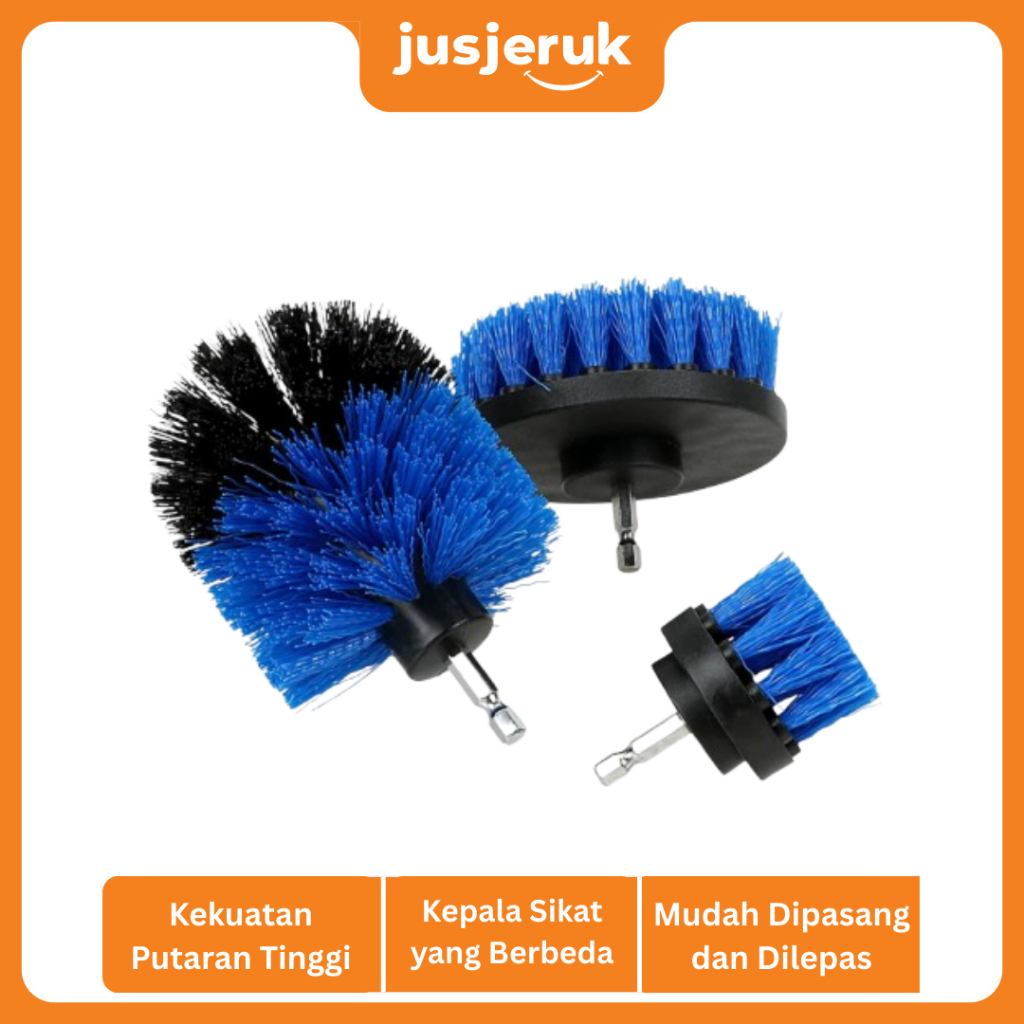 JFactory Kepala Sikat Bor Elektrik Power Cleaning Head 3 PCS Pembersih Serbaguna Sikat Bor Elektrik