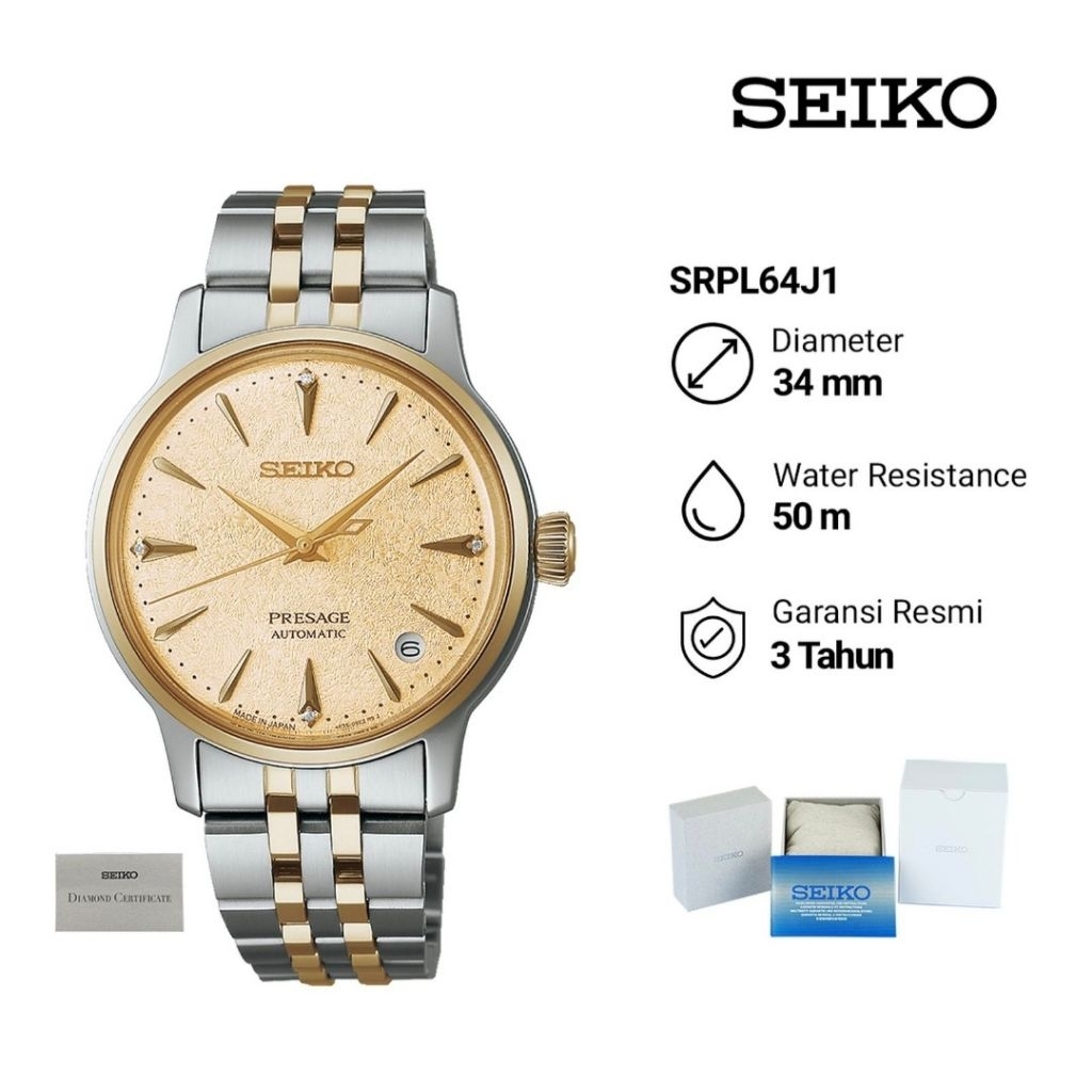 Seiko Presage Cocktail Time SRPL64J1 Automatic Jam Tangan Wanita Original