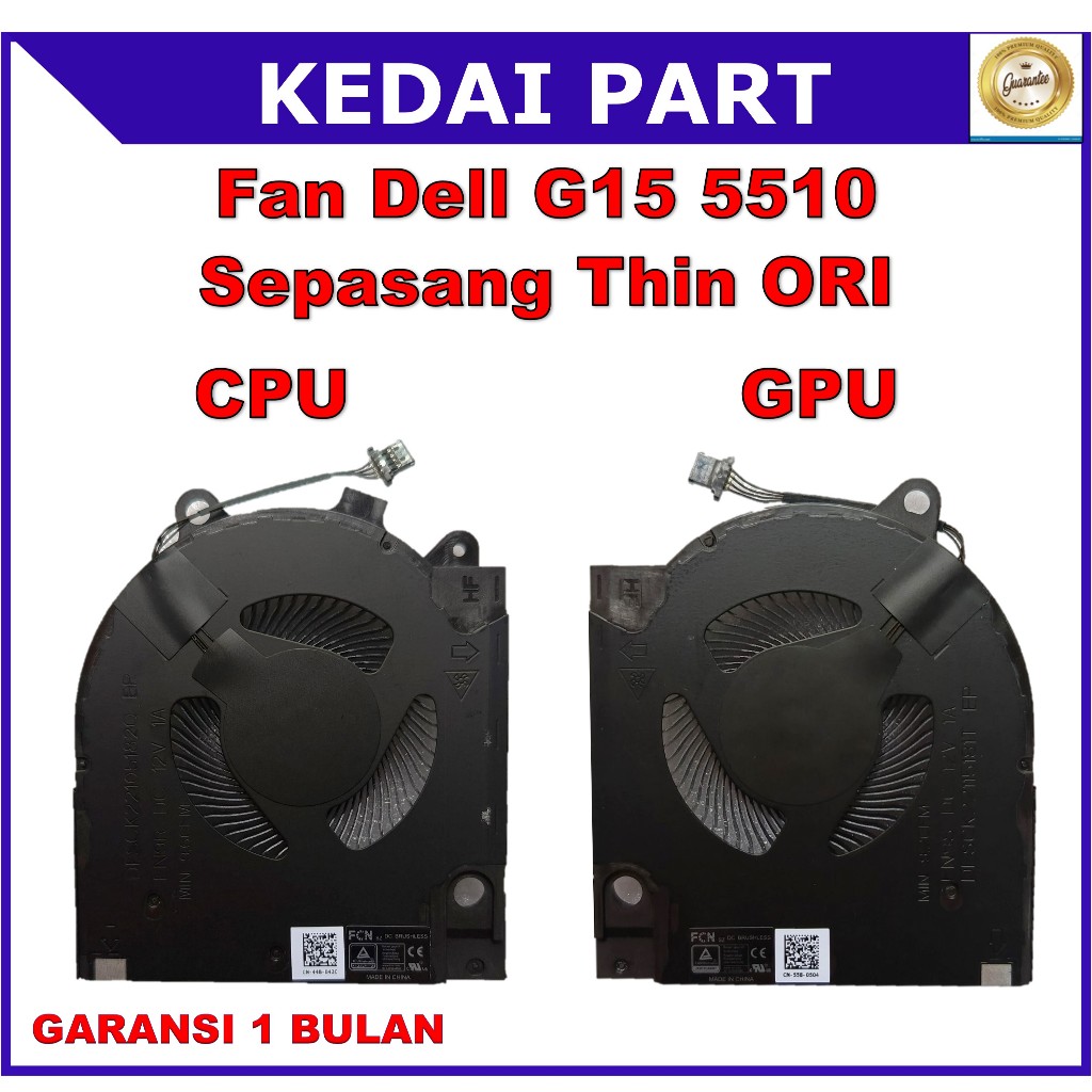 Fan Dell G15 5510 G15 5511 G15 5515 RTX3050 RTX3060 RTX3070 Sepasang ORI
