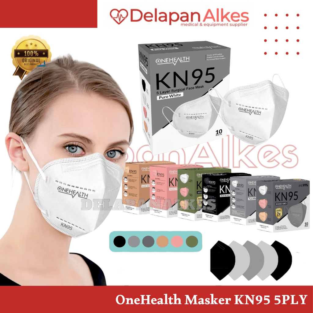 OneHealth Masker KN95 5 Ply isi 10 Pcs Warna BFE 99% Surgical Face Mask KN 95