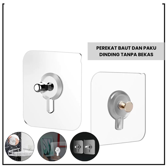 Perekat Baut Dinding Tanpa Bor dan Paku Tanpa Bekas / Gantungan Baut Tempel Hook Tanpa Bor