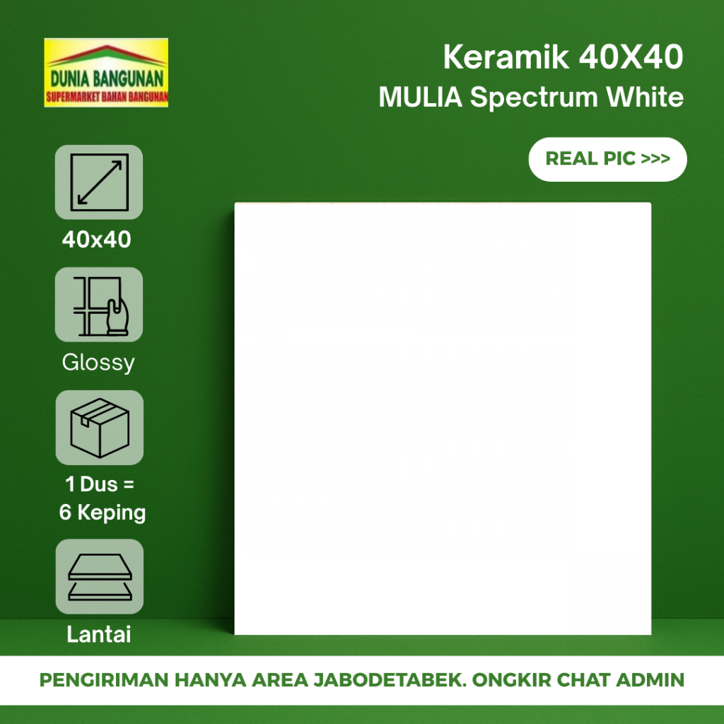Keramik 40x40 Putih Polos Mulia Putih Keramik Lantai Glossy Putih Polos