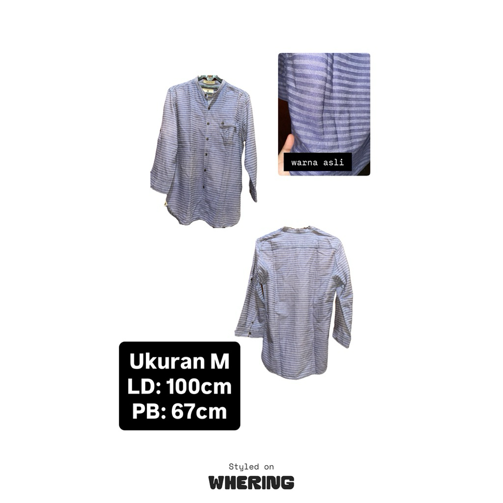 PRELOVED KEMEJA PRIA BIRU GARIS GARIS