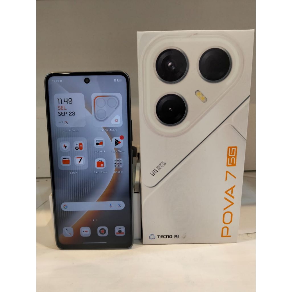 TECNO POVA 7 5G 8/256 + GIFT BOX , (SECOND LIKE NEW) JAMINAN GARANSI RESMI AKTIF