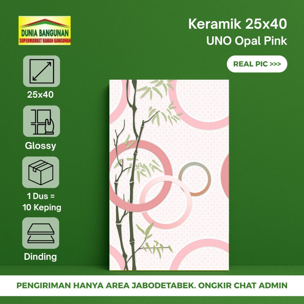 Keramik UNO 25x40 Opal Pink Keramik Dinding