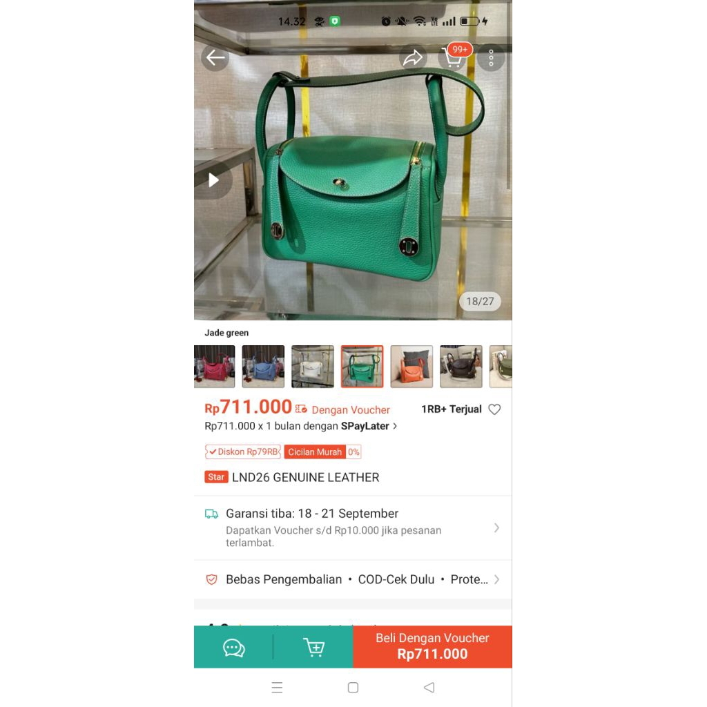 tas ala Lindy no brand kulit sapi asli  size 26 .. like new jarang pake