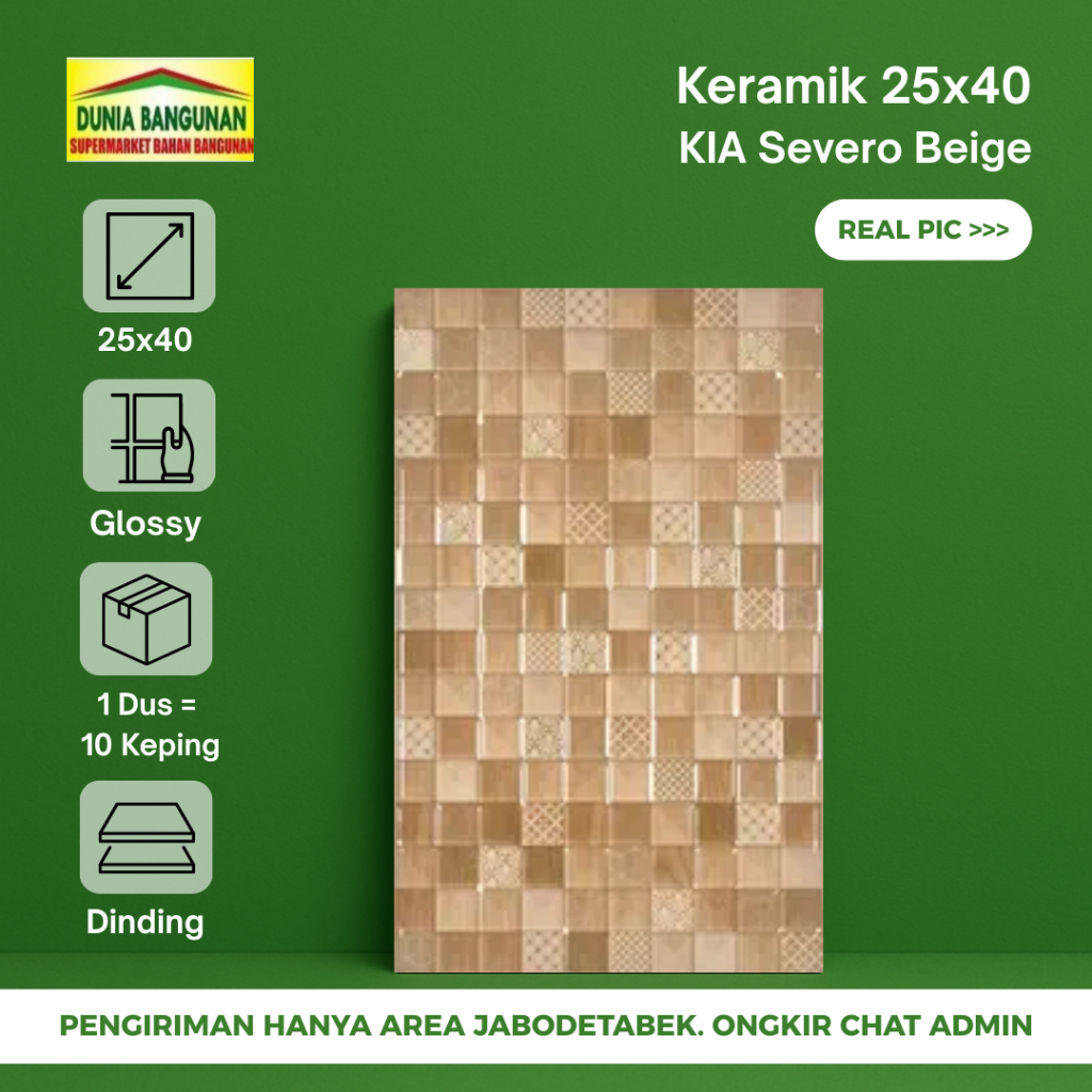 Keramik Dinding 25x40 KIA Severo Beige Keramik Glossy