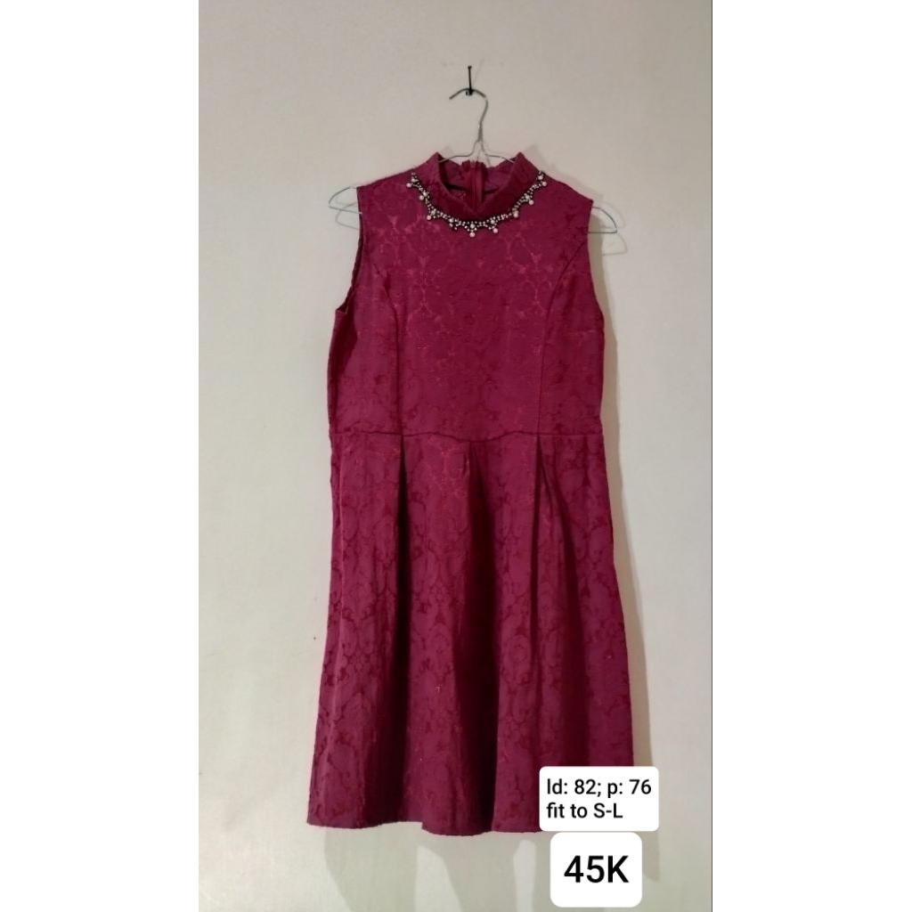 [PRELOVED] BAJU DRESS BROKAT KEBAYA WANITA MERAH MAROON