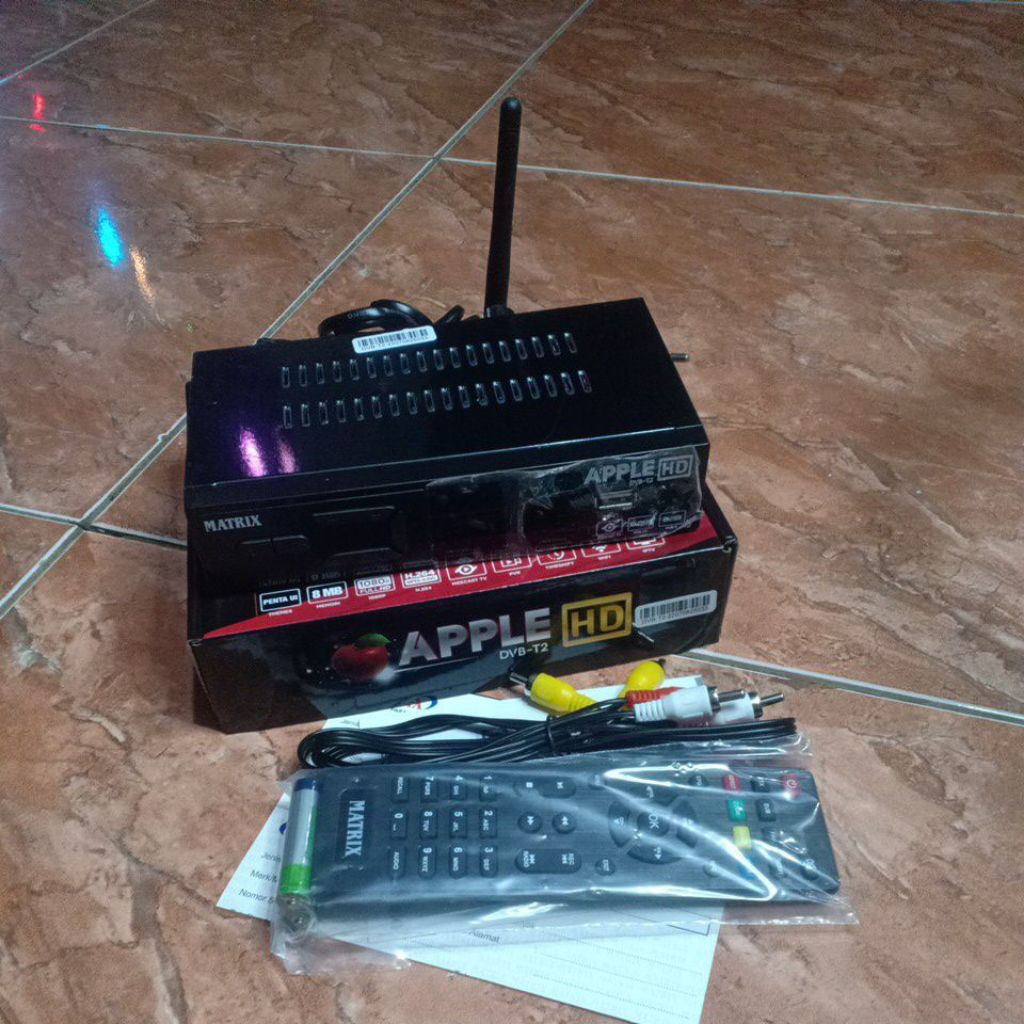STB Matrik Apple Merah Receiver TV set DVD T2 Digital Original Garansi
