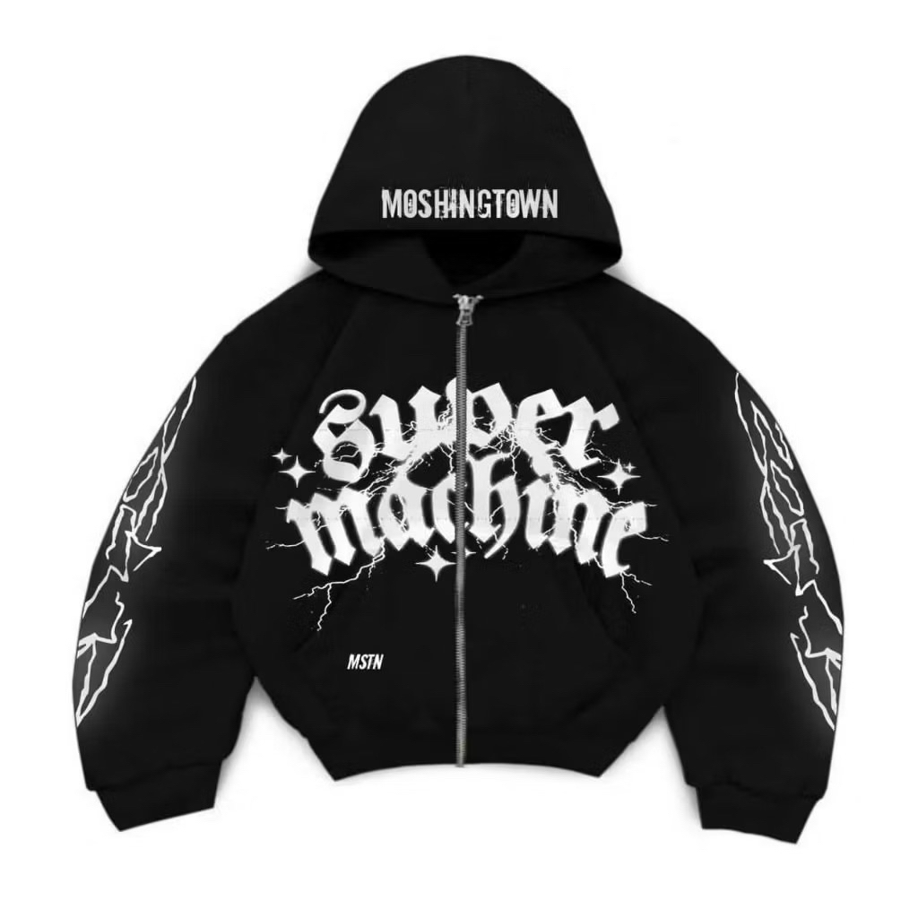 MSTN•HOODIE ZIPPER BOXY SUPER MACHINE BLACK
