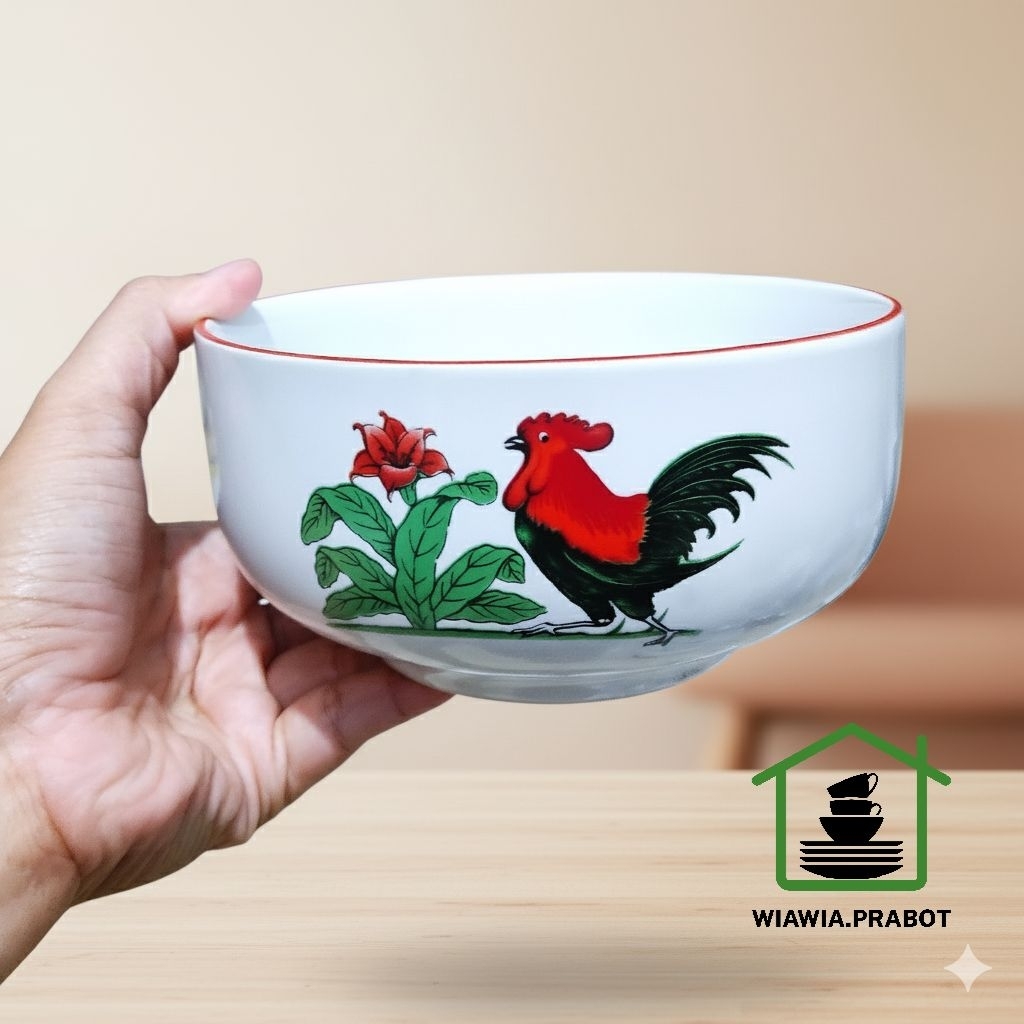 6pcs Mangkok keramik ramen ayam jago 6 inc lucky