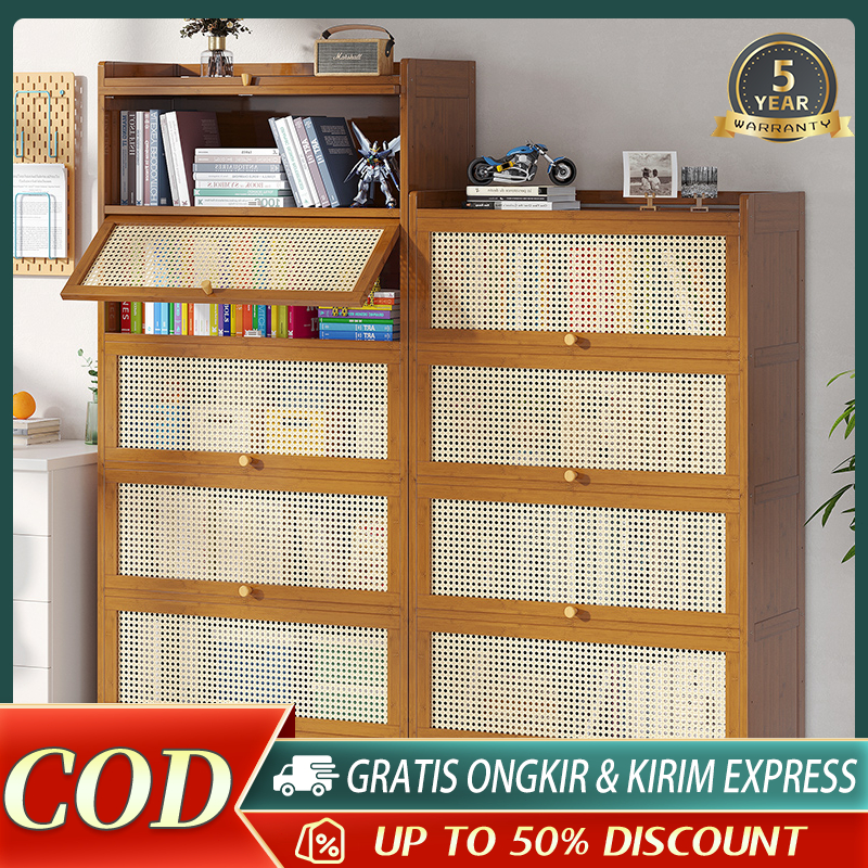 Peralatan Dapur Serbaguna Lemari Dapur Lemari Kayu Rotan Rak Lemari Buku Bambu Dan Rotan Lemari Paja