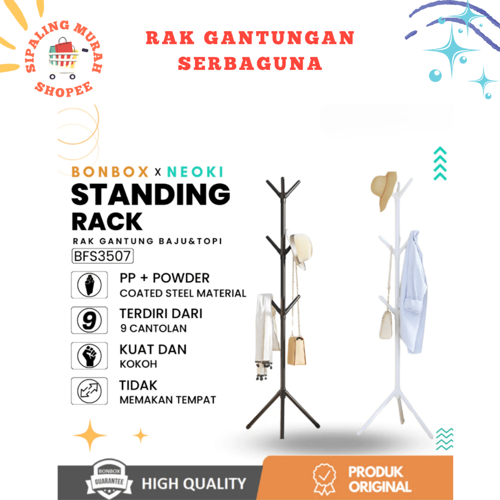 BONBOX BFS3507 STAND HANGER GANTUNGAN BAJU TIANG BERDIRI HANGER WESTERN STYLE SERBAGUNA STANDING HAN