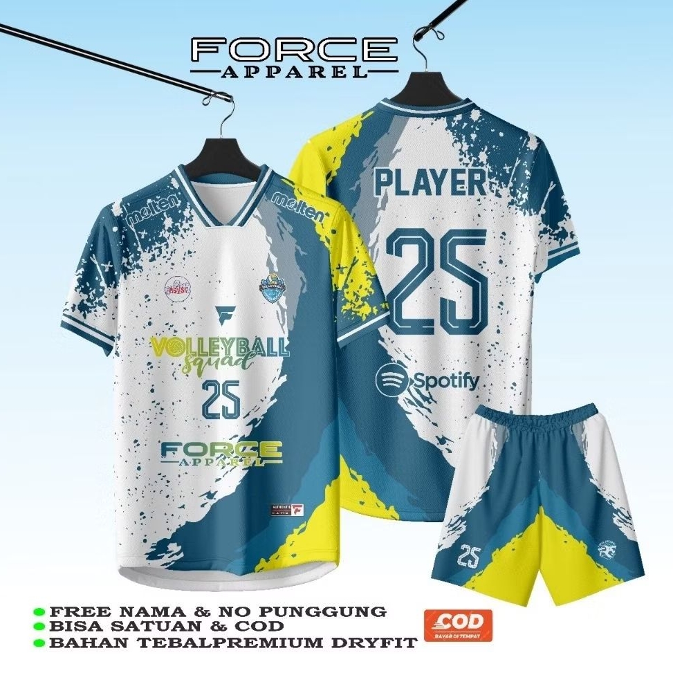 JERSEY VOLLY  & FUTSAL FULL PRINTING CUSTOM FREE DESAIN NAMA NO PUNGGUNG SPONSOR DAN LOGO