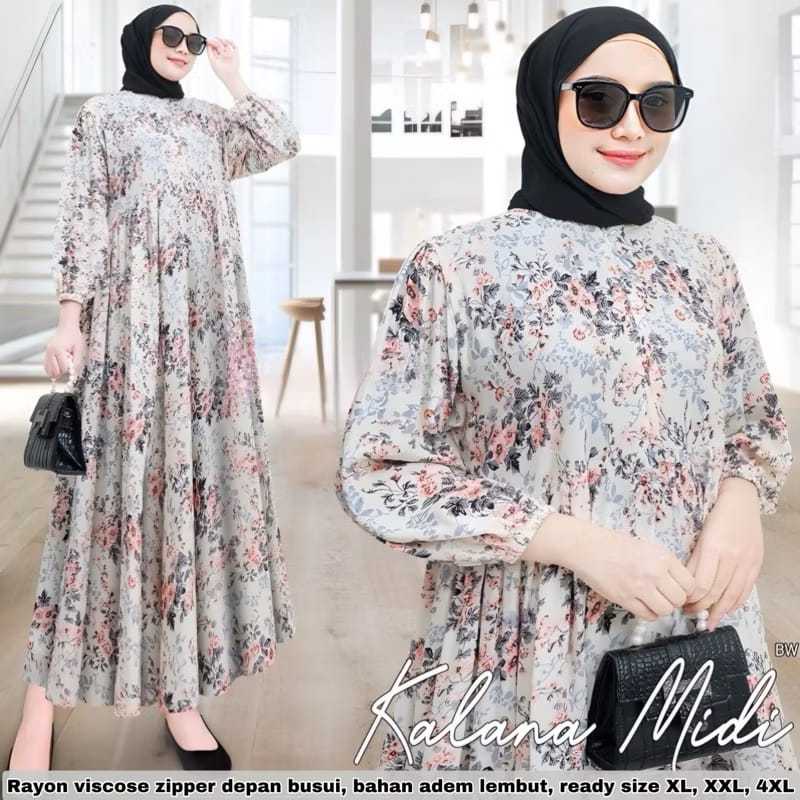 GAMIS KATUN RAYON MOTIF BUNGA TERBARU // GAMIS WANITA DEWASA JUMBO