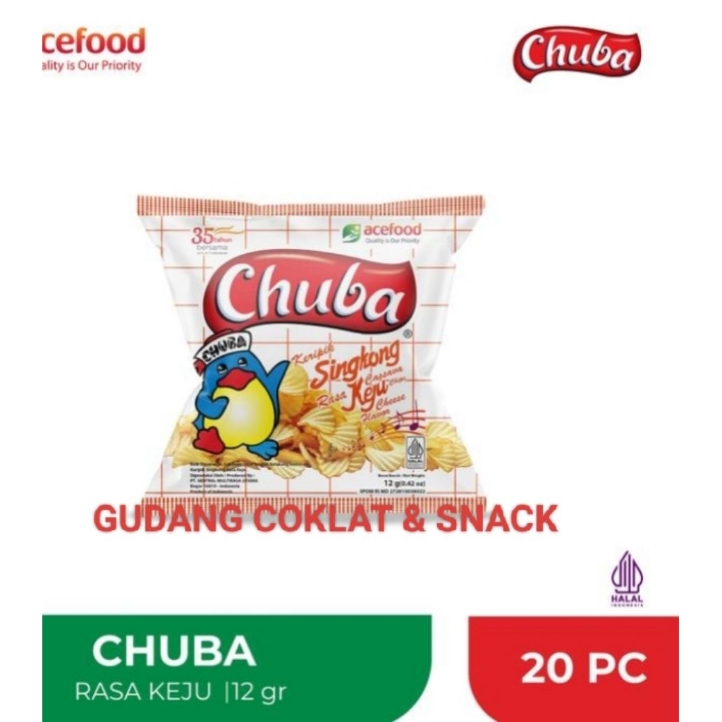 TERMURAH SNACK CHUBA KERIPIK SINGKONG KEJU 1 PACK 20 BKS